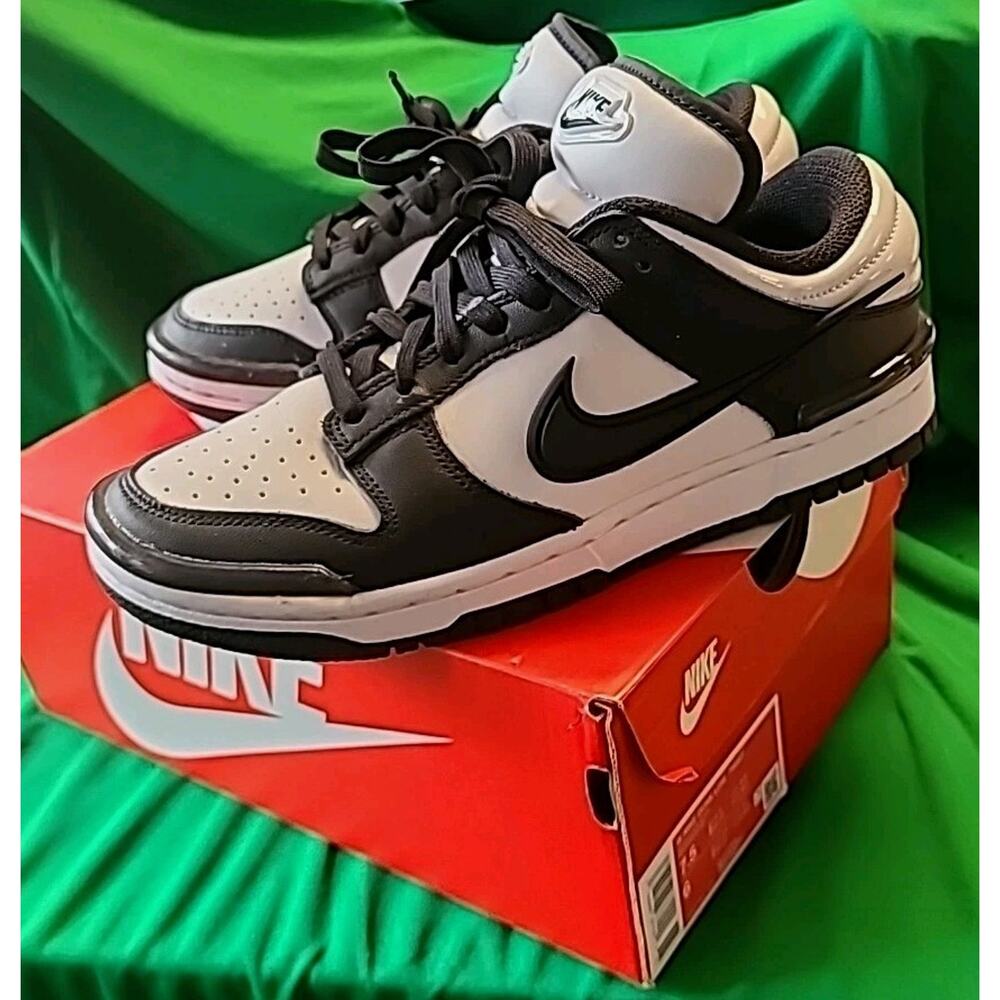 New women's 7.5 men's 6 Nike Dunk Low Twist shoes black white panda 3D swoosh